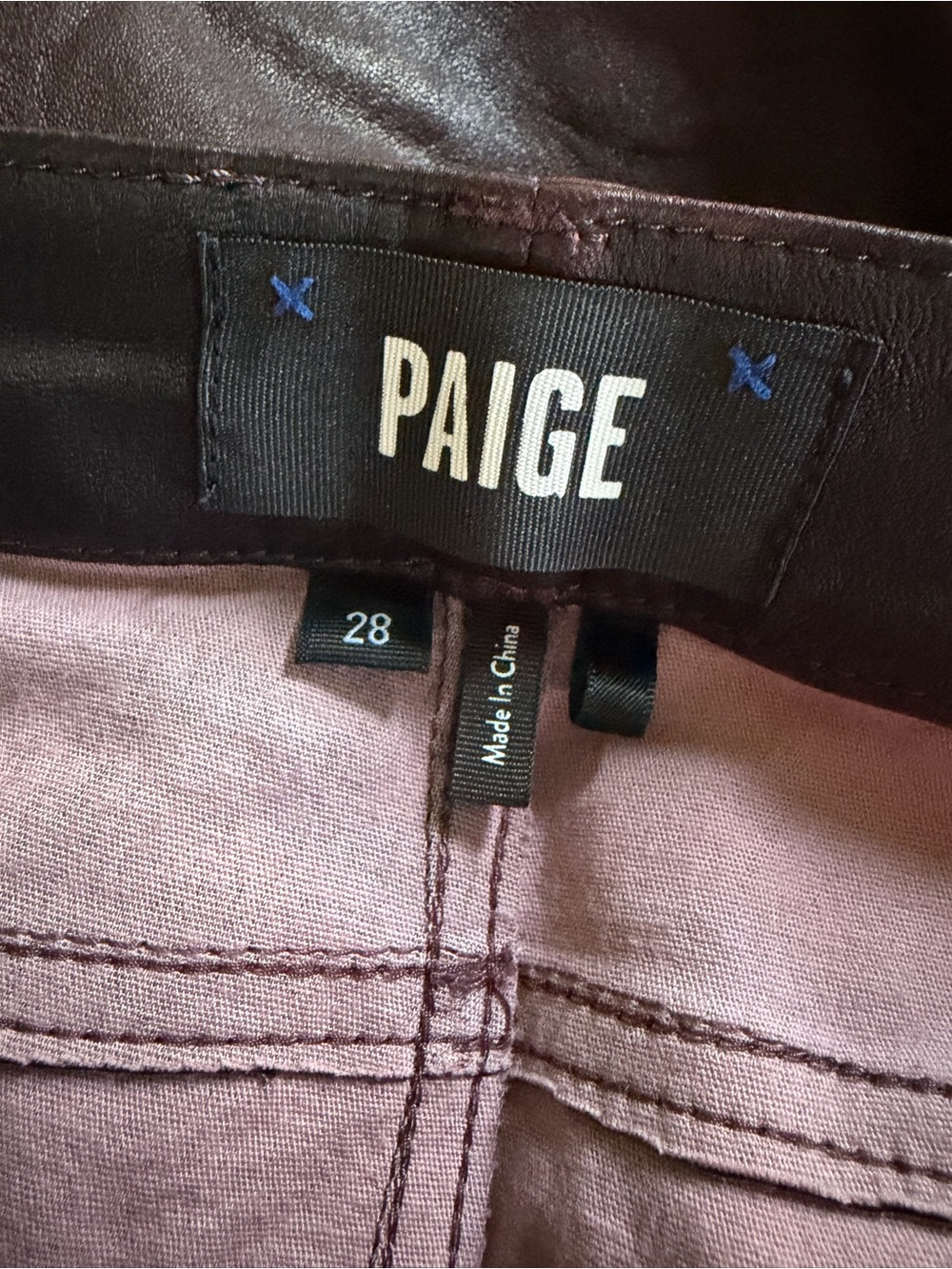 NWOT Paige Hoxton Skinny Leather Pants in Black Cherry sz 28 - Picture 10 of 12